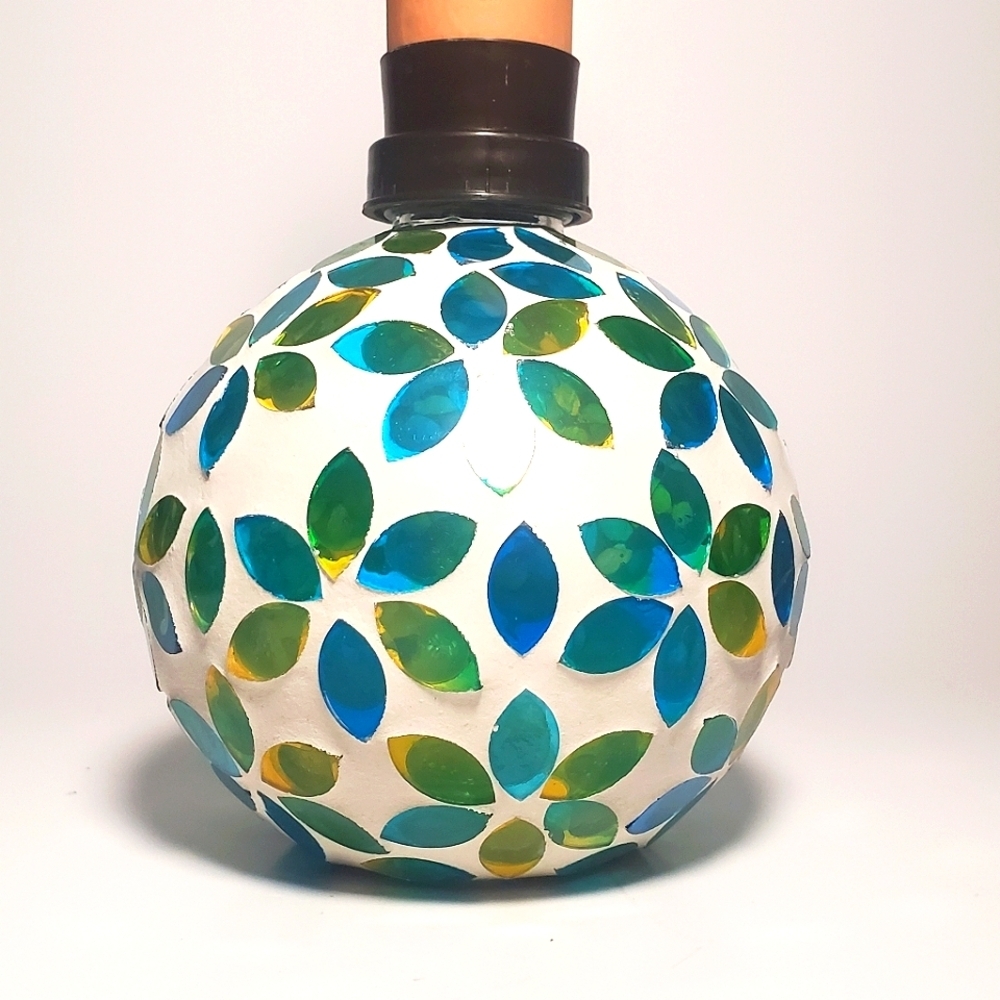 EVERGREEN Mosaic Glass Watering Globe w Terracotta Spike Patio Garden Multicolor - Picture 5 of 7